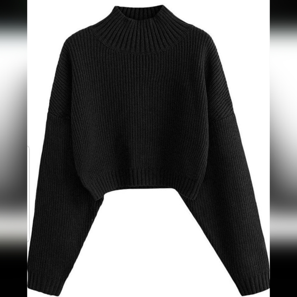 ZAFUL Women's Pullover Sweater Drop Shoulder Plain Knitted Cropped, Medium NWT